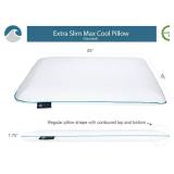 Bluewave Bedding Extra Slim Max Cool CarbonBlue Gel Memory Foam Pillow for Stomach and Back Sleepers - Thin, Flat Design with Advanced Cooling (1.75-Inch Height, Standard Size)