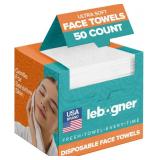 Face Towels - Ultra Soft and Thick Disposable Face Towelettes for Women - Biodegradable Facial Towels for Sensitive Skin - Face Cleansing, Makeup Removal, 10x12 Extra Large - 50 Pack