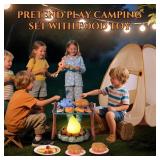 Kids Camping Playset with Pop Up Tent, Pretend BBQ Campfire Sets with Toy Food, Indoor Outdoor Educational Toys for Boys Girls Hiking Adventure Gifts Outdoor Playset Nature Exploration Toys