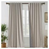 NICETOWN 100% Blackout Linen Curtains 90\" Long for Bedroom, Thermal Insulated Living Room Curtains with Liner, Farmhouse Style Linen Blend Window Draperies for Dining Room (2 Panels, 52\" W, Natural)