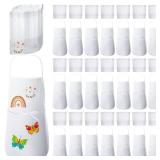 JaGely 60 Pcs Kids Chef Hat and Apron Set Chef Aprons and White Hats Non Woven Fabric Costume for Girls and Boys Cooking(Classic)