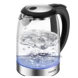 Cosori Electric Kettle, No Plastic Filter & Spout, 1.8Qt Tea Kettle & Hot Water Boiler For Coffee & Tea, Water Heater & Teapot, Automatic Shut Off, Borosilicate glass, Black, 1500W