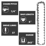 6 Inch Chainsaw Chain, 5 Pieces Replacement Chains for Almost 6-inch Cordless Electric Portable Mini Chainsaws, Durable Carbon 6Inch Chainsaw Chains for Pruning Shears and Wood Cutting
