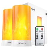 Hompavo Upgraded LED Flame Lights with Remote & Timer, 4-Mode Rechargeable Battery Operated Flameless Candles, Waterproof Pillar Flickering Lanterns for Bathroom Patio Wedding Halloween Home Decor