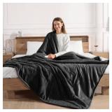 Electric Blanket Full Size Heated Blanket 72X84in - Heating Blanket Soft Plush Sherpa with 5 Heating Level & 10 Hour Auto Off, ETL Certified & Overheat Protection, Gifts for Grandma(Charcoal Grey)