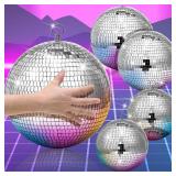 4 Pcs Large Disco Ball Decor- Silver Hanging Mirror Disco Balls Ornament for New Year Decor Christmas Tree Wedding Party Supplies Holiday Dance Music Festivals Club (8, 6, 4 Inch)
