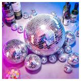 4 Pcs Large Disco Ball Decor- Silver Hanging Mirror Disco Balls Ornament for New Year Decor Christmas Tree Wedding Party Supplies Holiday Dance Music Festivals Club (8, 6, 4 Inch)