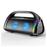 LFS Bluetooth Speaker,100W RMS Loud Speakers Bluetooth Wireless with Deep Bass, LED Lights, IPX6 Waterproof, 30H Playtime, Portable Outdoor Speaker Boombox for Camping,Beach, Party - Retail: $99.99