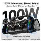 LFS Bluetooth Speaker,100W RMS Loud Speakers Bluetooth Wireless with Deep Bass, LED Lights, IPX6 Waterproof, 30H Playtime, Portable Outdoor Speaker Boombox for Camping,Beach, Party - Retail: $99.99