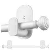 KAMANINA Curtain Rods No Drilling for Windows 32 to 86 Inches, 5/8 Inch No Drill Renter Friendly Curain Rod without Drilling with 3M Adhesive Brackets, White