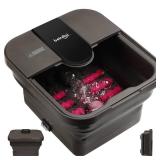 Beinilai Collapsible Foot Spa,Foot Bath with Heat and Massage and Bubble Jets,Foot Soak Tub with Six Non Motorized Rollers,Acupressure Massage Points,Red Light and Removable Pumice Stone