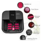 Beinilai Collapsible Foot Spa,Foot Bath with Heat and Massage and Bubble Jets,Foot Soak Tub with Six Non Motorized Rollers,Acupressure Massage Points,Red Light and Removable Pumice Stone