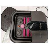 Beinilai Collapsible Foot Spa,Foot Bath with Heat and Massage and Bubble Jets,Foot Soak Tub with Six Non Motorized Rollers,Acupressure Massage Points,Red Light and Removable Pumice Stone