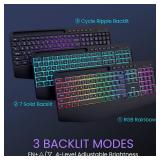 Wireless Keyboard and Mouse Combo- VEILZOR 2.4G Rechargeable Keyboard with Phone Holder, Ergonomic Wrist Rest, 9 RGB Backlit Effects, Silent Keyboard Mouse Set for Windows, Laptop, PC