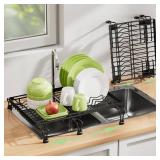 BBXTYLY Expandable Dish Drying Rack Over The Sink, Adjustable Dish Rack in Sink with Expandable Feet, Inside Dish Drainer for Kitchen Counter, Drying Rack Fit for 11"-19" Kitchen Sink