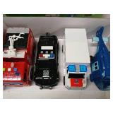 JOYIN 4 Packs Emergency Vehicle Toy Playsets, Friction Powered Vehicles with Light and Sound, Including Fire Truck, Ambulance, Play Police Car and Helicopter, Christmas Toddler Kids Boys Gifts