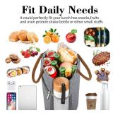 Coobiiya Lunch Bag Lunch Box for Women Men, Small Leakproof Cute Lunch Tote Large Capacity Reusable Insulated Cooler Lunch Container for Work/Office/Picnic/Beach-Grey