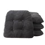 HIGOGOGO D-Shaped Home Chair Pad Cushion with Tufted Corduroy Cover, 2.5 Inch Thick Supportive Cushion, Overstuffed Chair Cushion, Set of 4, Dark Grey