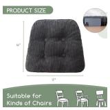 HIGOGOGO D-Shaped Home Chair Pad Cushion with Tufted Corduroy Cover, 2.5 Inch Thick Supportive Cushion, Overstuffed Chair Cushion, Set of 4, Dark Grey