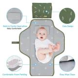 Baby Portable Changing Pad Travel - Waterproof Compact Diaper Changing Mat with Built-in Pillow - Lightweight & Foldable Changing Station, Newborn Shower Gifts