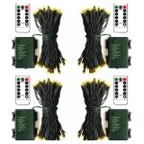 ZAIYW Battery Operated String Lights 4 Pack 16.5Ft 50LED String Lights with Remote Control 8 Modes Timer Christmas Lights Green Wire for Outdoor Garden Party Garlands Xmas Tree Decor (Warm White)
