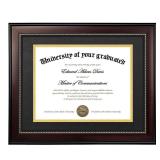 upsimples 11x14 Diploma Frame with High Definition Glass, Display 8.5x11 Certificate with Black over Gold Mat, Degree Document Frame for Wall and Tabletop, Mahogany with Gold Beads, 1 Pack