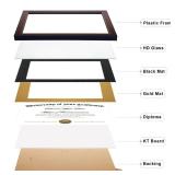 upsimples 11x14 Diploma Frame with High Definition Glass, Display 8.5x11 Certificate with Black over Gold Mat, Degree Document Frame for Wall and Tabletop, Mahogany with Gold Beads, 1 Pack