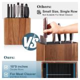 ENOKING XXL Acacia Wood Knife Holder - Large Universal Knife Block with Blade-Protecting Slots, Holds 26+ Knives, Scissors, and Sharpening Rods, Space-Saving Kitchen Storage Organizer