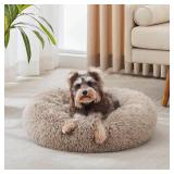Calming Dog Bed & Cat Bed, Anti-Anxiety Donut Cuddler Warming Cozy Soft Round Bed, Fluffy Faux Fur Plush Cushion bed for Small Medium Dogs and Cats (20")