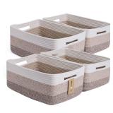 MiniArk Large Storage Baskets for Organizing, Closet Shelf Baskets for Clothes Blanket Towels, Baby Nursery, Toy Bins Box, Woven Rope Baskets, 17 x 13 x 7.5, 4 Packs Gradient Brown