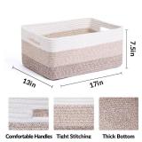 MiniArk Large Storage Baskets for Organizing, Closet Shelf Baskets for Clothes Blanket Towels, Baby Nursery, Toy Bins Box, Woven Rope Baskets, 17 x 13 x 7.5, 4 Packs Gradient Brown