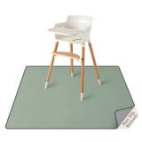 Blissful Diary Baby Splat Mat for Under High Chair, 50.4 x 50.4 Inch Wipeable Splash Mat, Waterproof and Washable, Anti-Slip Floor Protector, Sage Green