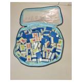 Soulchen American Mahjong Tiles Accessories Set 160 Pieces 1.2 Inches American Mahjong Tiles Game Set with Waterproof PVC Clear Zippered Storage Holder Bag for Game Lover Gift (Light Blue)