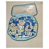 Soulchen American Mahjong Tiles Accessories Set 160 Pieces 1.2 Inches American Mahjong Tiles Game Set with Waterproof PVC Clear Zippered Storage Holder Bag for Game Lover Gift (Light Blue)