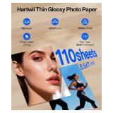 HARTWII Glossy Thin Inkjet Paper 8.5x11 Inches, 110 Sheets brochure paper, 115gsm Photo Paper for Inkjet Printer with Dye Ink for Custom Chip Bag Party Favors