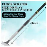 Frebuta Floor Scrapers Long Handle Heavy Duty ,31In 4 Razor Blades Scraper with 10PC Floor Blades Sponge Handle Iron Tube Scraper for Cleaning Quick and Easy Removal Price Stickers Gum