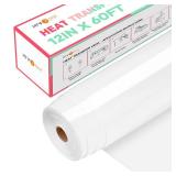 HTVRONT Heat Transfer Vinyl White Iron on Vinyl-12 x 60FT White HTV Vinyl Roll Easy to Cut & Weed for Heat Vinyl Design
