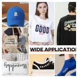 HTVRONT Heat Transfer Vinyl White Iron on Vinyl-12 x 60FT White HTV Vinyl Roll Easy to Cut & Weed for Heat Vinyl Design