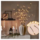 PEIDUO Lighted Brown Branches with Timer, 30Inch 3PK 60 LED Pathway Lights, Willow Branch Lights for Home Decorations Indoor Apartment Outdoor Stake Lights for Lawn
