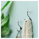 NIKKY HOME Wall Hooks Decorative 2 Pack Hanging Rustic Vintage Pumpkin Metal Iron Ceramic Antique Mounted Wall Hook for Towels Coat Bag Scarf Cap Hat Key for Farmhouse Mudroom Closet Bathroom, White