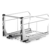 Pull Out Trash Can Under Cabinet with Push to Open Slides, Insputer Heavy Duty Under Sink Garbage Can Kit for Kitchen, Laundry, Not Included Bin, Requires 15" W X 18" D Cabinet