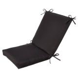 Pillow Perfect Fresco Solid Indoor/Outdoor One Piece Chair Cushion Deep Seat, Weather and Fade Resistant, Square Corner - 36.5" x 18", Black