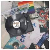 Vinyl Record Player with Speakers Vintage Turntable for Vinyls Records Belt-Driven Turn Table Support 3-Speed, Wireless Playback, Headphone, AUX-in, RCA Line LP Phonograph for Sound Enjoyment Black