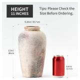 Vaseking Large Ceramic Rustic Vase, 11 inch Minimalist Decorative Farmhouse Tall Vase for Home Decor, Living Room, Shelf Decor, Enterway, Wedding, Table Decoration, Gray