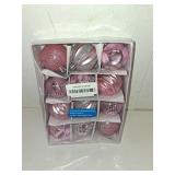 Christmas Tree Ball Ornaments, 12pcs 2.38 inch/6cm Shatterproof Christmas Balls with Hanging Rope for Pink Christmas Tree Decorations, Style C