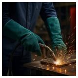 Gardening Gloves 23.6", Thorn-Resistant Long Gauntlet, Split Cowhide Leather Protective Gloves with Reinforced Palm, Fireplace/BBQ/Forge, Welding Heat-Resistant, Animal Handling Bite-Resistant