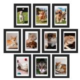 upsimples 4x6 Picture Frame Set of 10, Display Pictures 3.5x5 with Mat or 4x6 Without, Multi Photo Frames Collage for Wall or Tabletop Display, Black