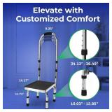 JJ CARE Step Stool with Handle for Elderly (300 lbs. Capacity), Adjustable Step Stools for Adults with Handrail, Non-Slip Heavy Duty Height Adjustable and Steel Frame Platform for high beds