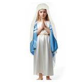VZQI Virgin Mary Biblical Robe for Girls - Blue Bible Costume Set for Kids Halloween
