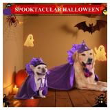 Kagoty Small Dog Halloween Costumes, Dog Witch Costume Wizard Hat and Cape, Corgi Dachshund and French Bulldog Funny Cute Puppy Costumes with Adjustable Straps for Small Medium Dogs and Cat (S)